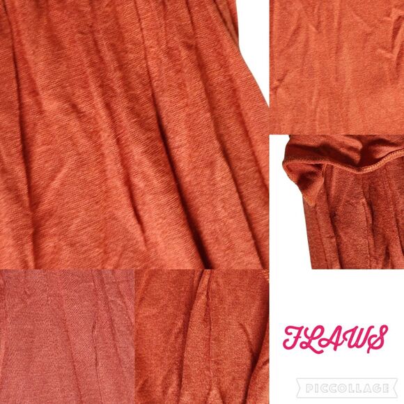 Pink Rose Rust Orange Ruffle Bust Drawstring Fit & Flare Mini Dress Sz M - Picture 9 of 12